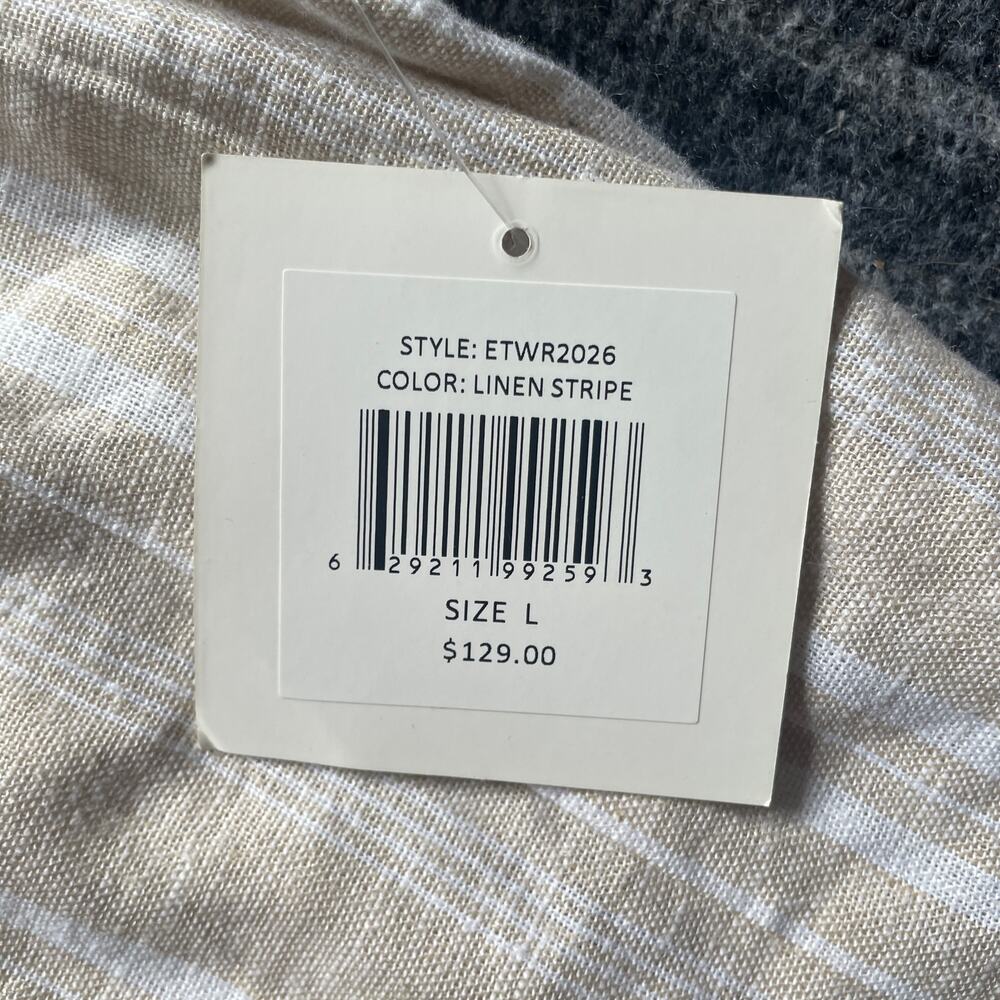 Ellen Tracy Linen Tan and White Striped Blazer Size L NWT Linen Blend - Picture 8 of 8